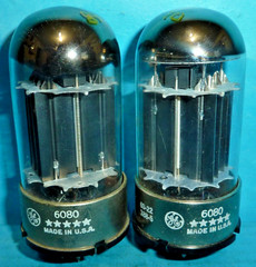 2 GE 6080 Five Star Tubes D Getter Black Plates Tested