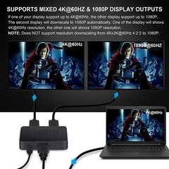4K@60Hz HDMI Splitter 1 in 2 Out, HDMI Splitter for dual Monitors Duplicate only