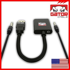 HDMI to VGA Adapter Video Audio with AUX 3.5mm Connector Cable Converter 1080P