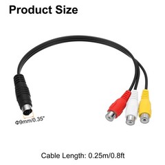 S Video Cable 0.8ft 4 Pin S-Video Male to 3 RCA Female Composite Converter