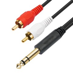 Gold-Plated 6.35mm 1/4 inch Male TRS Stereo Plug to 2 RCA Phono Male Audio Y …