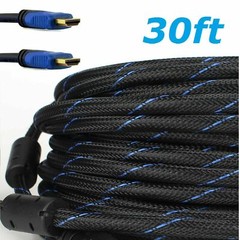 Premium 30ft Feet HDMI CABLE 1.4 BLURAY 3D HDTV XBOX LCD HD TV 1080P Blue Us