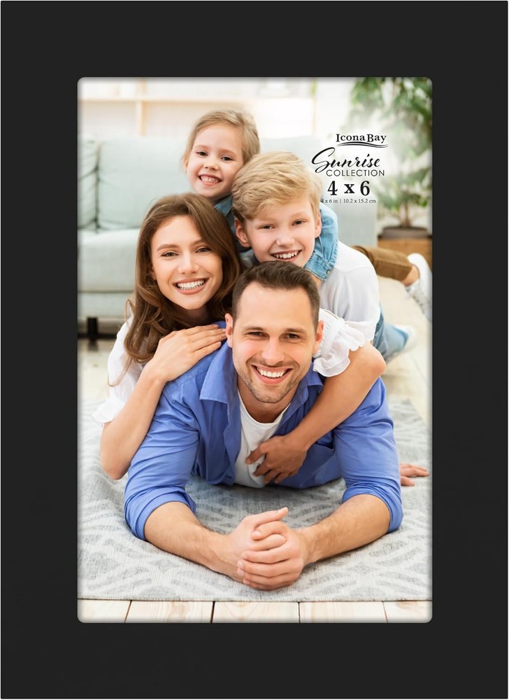 Icona Bay – 4×6 Black Picture Frame – Painted Solid One-Piece Wood 4×6,
