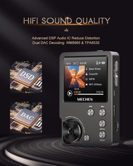 HiFi MP3 Player, Lossless DSD Digital Audio, 64GB Memory Card, Portable Music