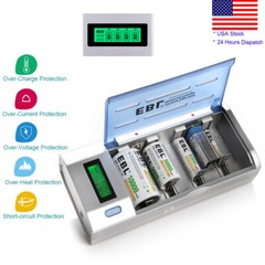 Lot EBL C D Size Cell Rechargeable Batteries AA AAA Battery / 1.2V C D Charger