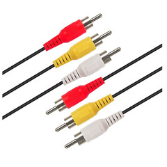 Pack of 2 AV Male to Male 3 RCA Audio Video Composite Cable Black (6 feet)