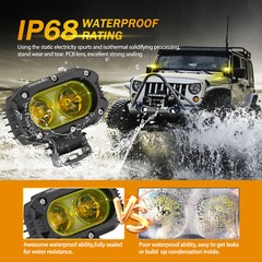 AUXBEAM 4″inch Yellow LED Work Driving Light Pods Fog Lamps & Cover Shield Combo