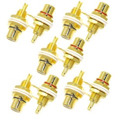 10 RCA Female Chassis Panel Mount Jack Socket Bulkhead Connector 24K Gold Plated