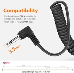 Zeadio 3.5mm Receiver/Listen ONLY Surveillance Headset Earpiece w/ Acoustic Tube