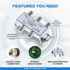 Cables Direct Online 3 Way Bi-Directional 5-2300 Mhz Indoor and Outdoor Waterpro