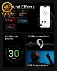 Acefit Pro Open Ear Headphones Night Safety Mode Sports Earbuds Powerful Bass 7.