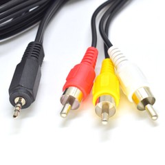 2.5mm Mini Stereo Aux Plug To 3 RCA Male Adapter AV Audio Video Cable 1.5m (US)