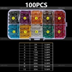 100pcs Car Automotive Medium Standard Fuses Auto Blade Fuse Assortment Kit APM