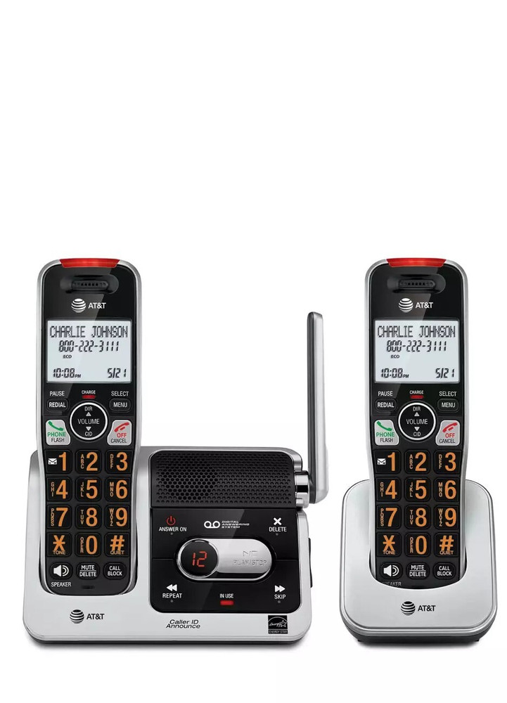 AT&T TWO Handset Cordless Answering System with Caller Announce & Caller ID #16