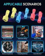 100 Pcs Electrical Male& Female Spade Connectors, 22-16 16-14 12-10 AWG Gauge Wi