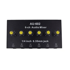 6-way Mono / Stereo 1/4″ 6.35mm TRS Audio Mixer USB Charged Sound Distributor