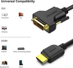 Universal HDMI to DVI-D Adapter Cable – 6FT Bi-Directional, Full HD Support