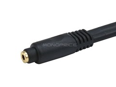 6in Premium 3.5mm Stereo Female to 2x RCA Male Cable, 22AWG Gold Plated, Black