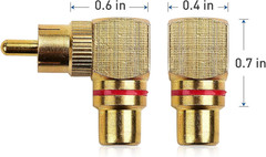Cable Matters 2-Pack Right Angle RCA Adapter, 90 Degree RCA Adapter