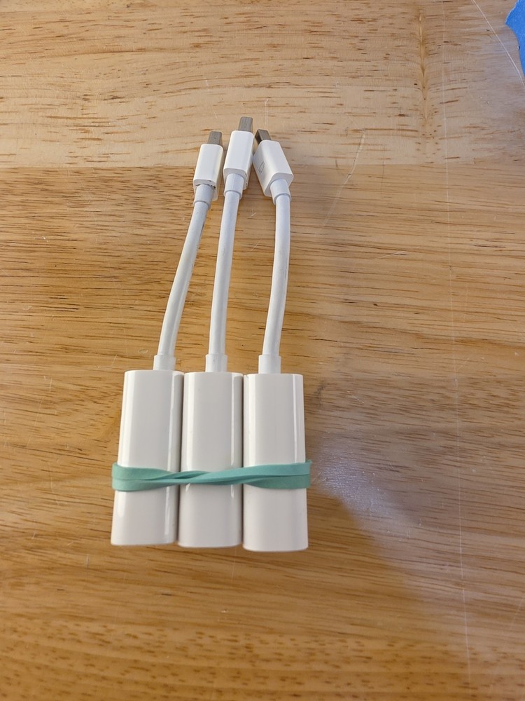 Lot Of 3 Apple Mini DisplayPort (Thunderbolt 2) to DVI Adapter A1305, Genuine