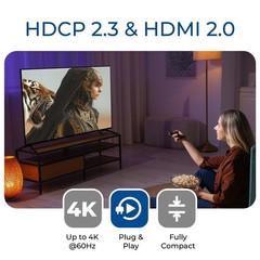 OREI 4K 1 in 2 Out HDMI Splitter 4:4:4 8-bit – HDMI 2.0, HDCP 2.2, 18 Gbps, 4K