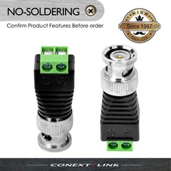 5x CCTV Camera Video Balun Connector BNC Male Plug to 2 Pins CAT5 Screw Terminal