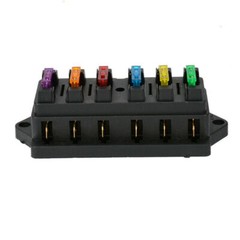 6 Way Blade Fuse Box Block Holder Boat Car Power Distribution Panel Board 1/2/5x