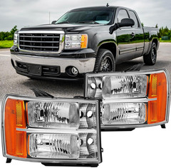 2007-2013 GMC Sierra 1500 2007-2014 2500HD 3500HD Headlight Pair–Compatible