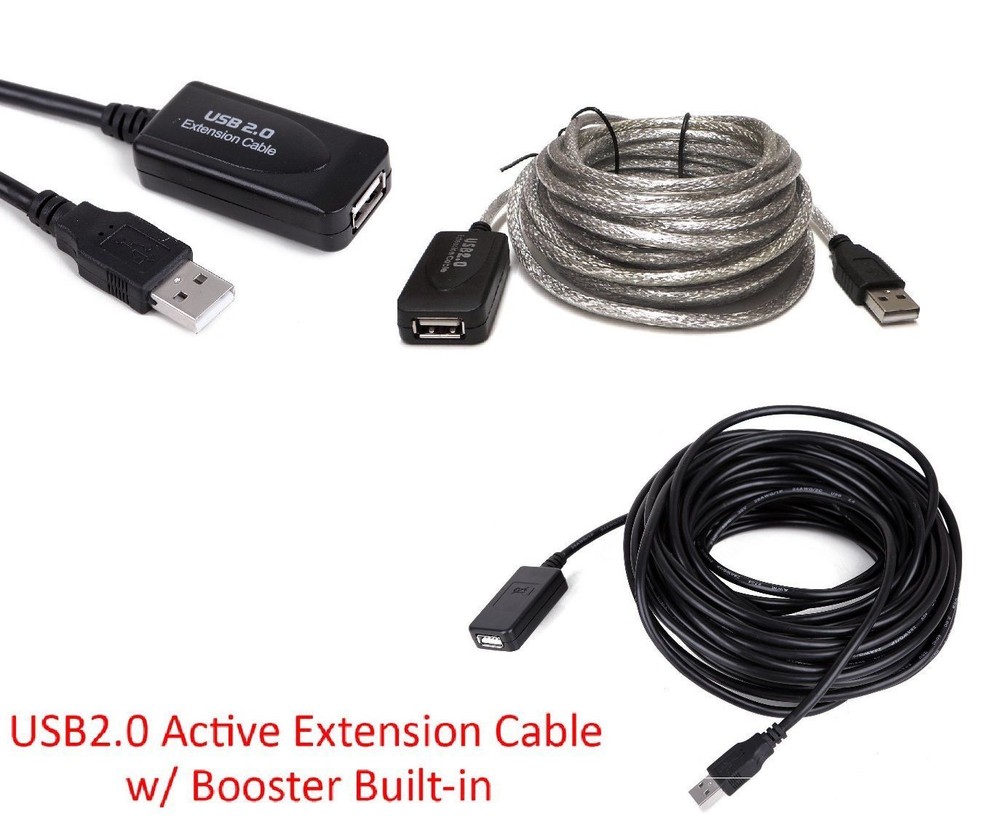 USB 2.0 Type A Male to Female Extension Signal Booster Cable Cord 25FT 50 FT