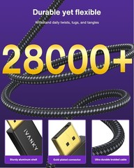 8K Displayport Cable 1.4, VESA Certified DP Cable 6.6Ft Hbr3 Support 32.4Gbps