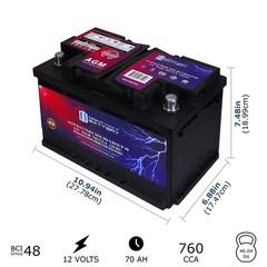 Mighty Max MM-H6 Group 48 12V 70AH 120RC 760CCA Battery Replaces Acura MDX 16-20