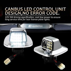 LED License Plate Light Tag Lamp Assembly Chrome Housing – 1988-1999 Chevy GMC