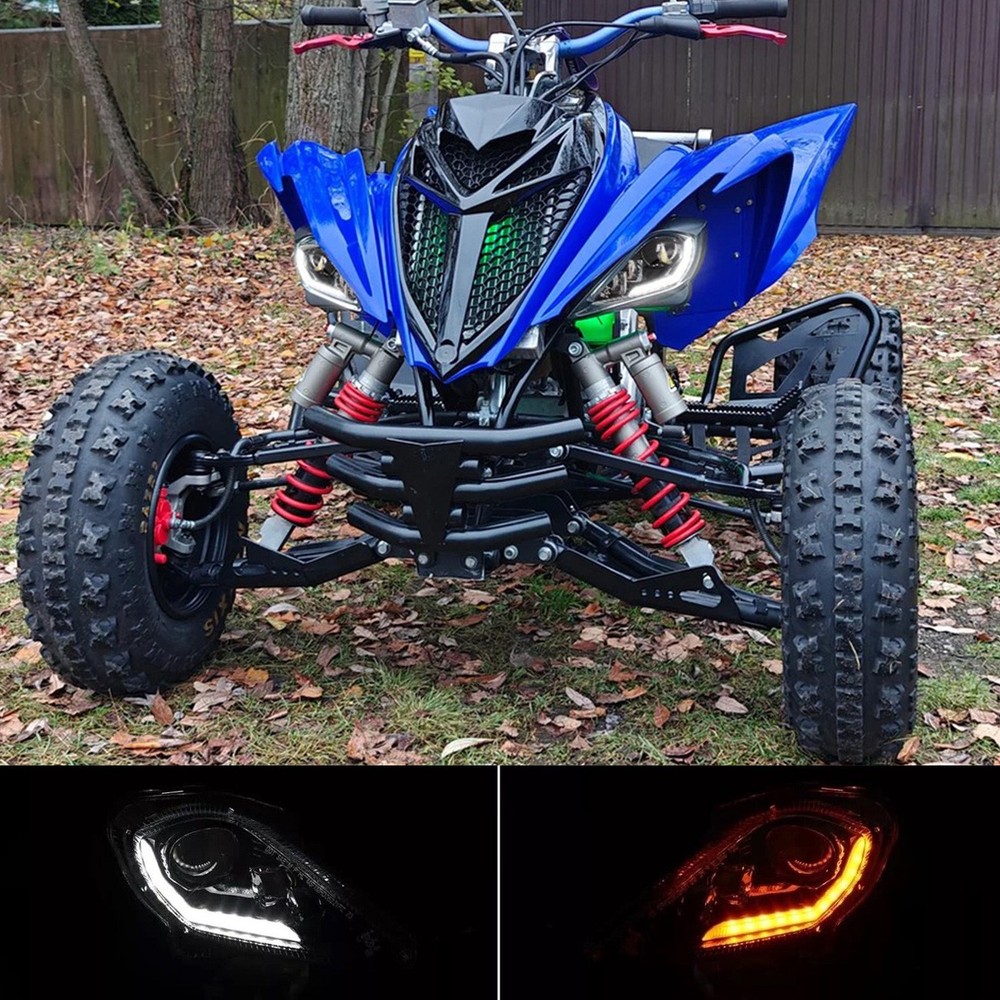 LED Headlights DRL Integrated For 2006-25 Yamaha YFZ450 Raptor 250 350 700 700R