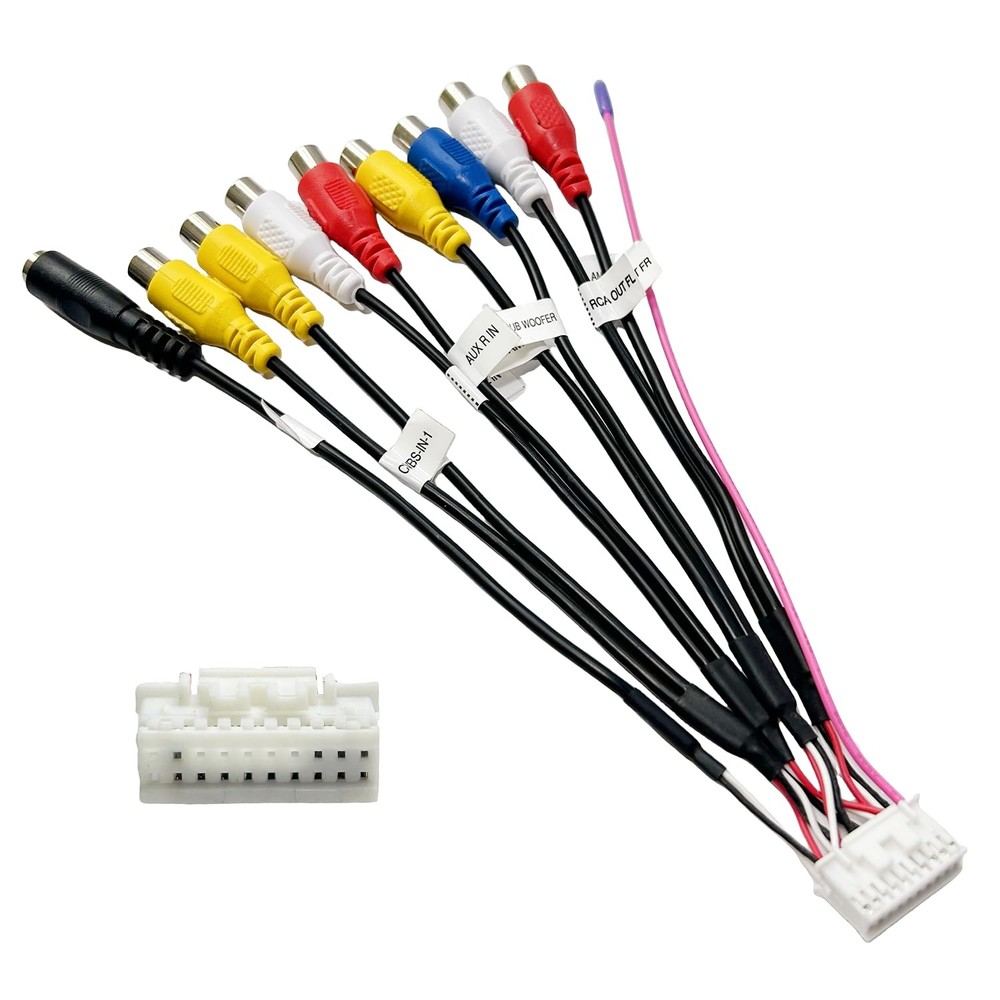 20 Pin Backup Camera Harness Adapter for Android Car Stereo, Radio RCA Rear V…