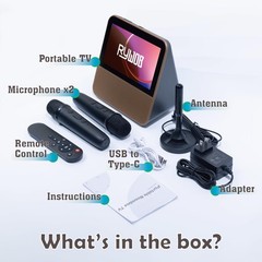 Rywob 7″ Small TV with 1080P Touch Screen,Bluetooth Karaoke Machine