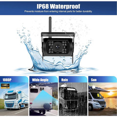 1080P Wireless 7″ Truck Quad Monitor Backup Camera for Trailer RV