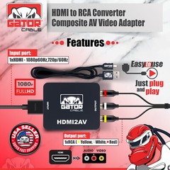 HDMI to RCA AV HD Converter Adapter Composite Cable CVBS 3-RCA Audio Video 1080P