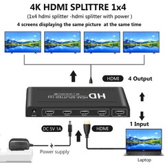 hdmi splitter 1 in 4 out- 4 output splitter, 1X4 splitter- 4 Port Powered