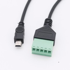 1FT Mini USB Male to 5 Pin Screw Terminal Connector Plug w/ Shield Adapter Cable