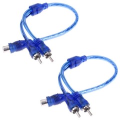 2pcs RCA Y Splitter Audio Jack Cable Adapter 1 Female to 2 Male Connector Blue