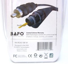 BAFO Premium 24K Gold Plated L/R RCA Stereo Audio Cable 10′ 10FT Retail Pack