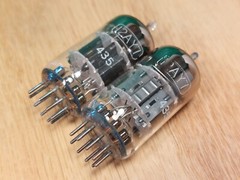 Pair of Hitachi (ITT lbl) 12AY7 NOS NIB Vacuum Tubes – 12% matched #EC36/M