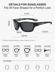 RusuiQinsan Polarized Sunglasses UV400 for Men and Women, HD Black/Blue/Red