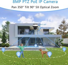 8MP Mini PTZ PoE IP Camera Outdoor 5X Zoom 2.7-13.5mm Motorized Varifocal Lens