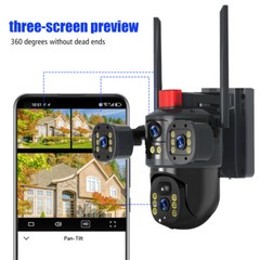 Solar Battery Powered Wireless WiFi Outdoor Pan/Tilt Home Security Camera System