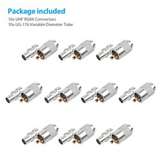 10-pack PL-259 Solder Connector Plug with Reducer for RG8X Coax Cable USA