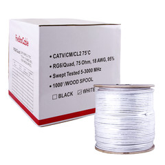 RG6 Cable COAXIAL 1000ft Bulk Coax DUAL / QUAD Outdoor 18AWG – BLACK WHITE