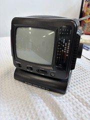 Vintage PK-4183 5” Black & White Portable TV AM/FM Radio Tested Working