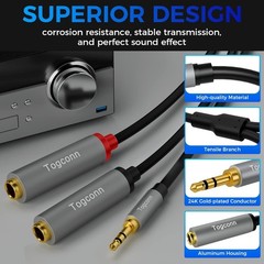 3.5Mm TRS to Dual 6.35Mm Stereo Y Splitter. 1/8 Inch Male to 2X 1/4 Inch Mono Fe