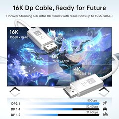 16K DisplayPort 2.1 Cable 3.3ft 16K@60Hz 8K@120Hz 4K@240Hz Gaming Monitor